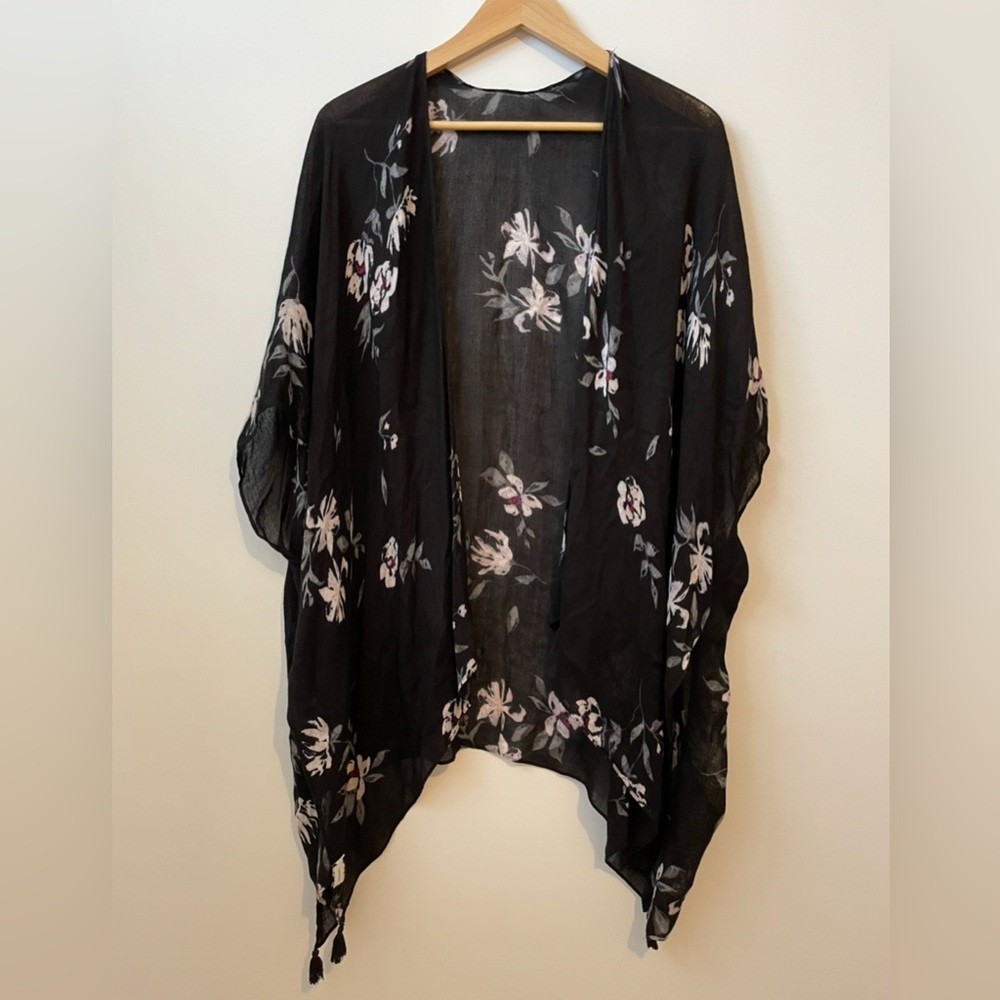 Floral Black Kimono Cardigan